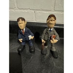 Clay J Brown Figurines)Business Man With Newspaper And One Lawyer With Briefcase